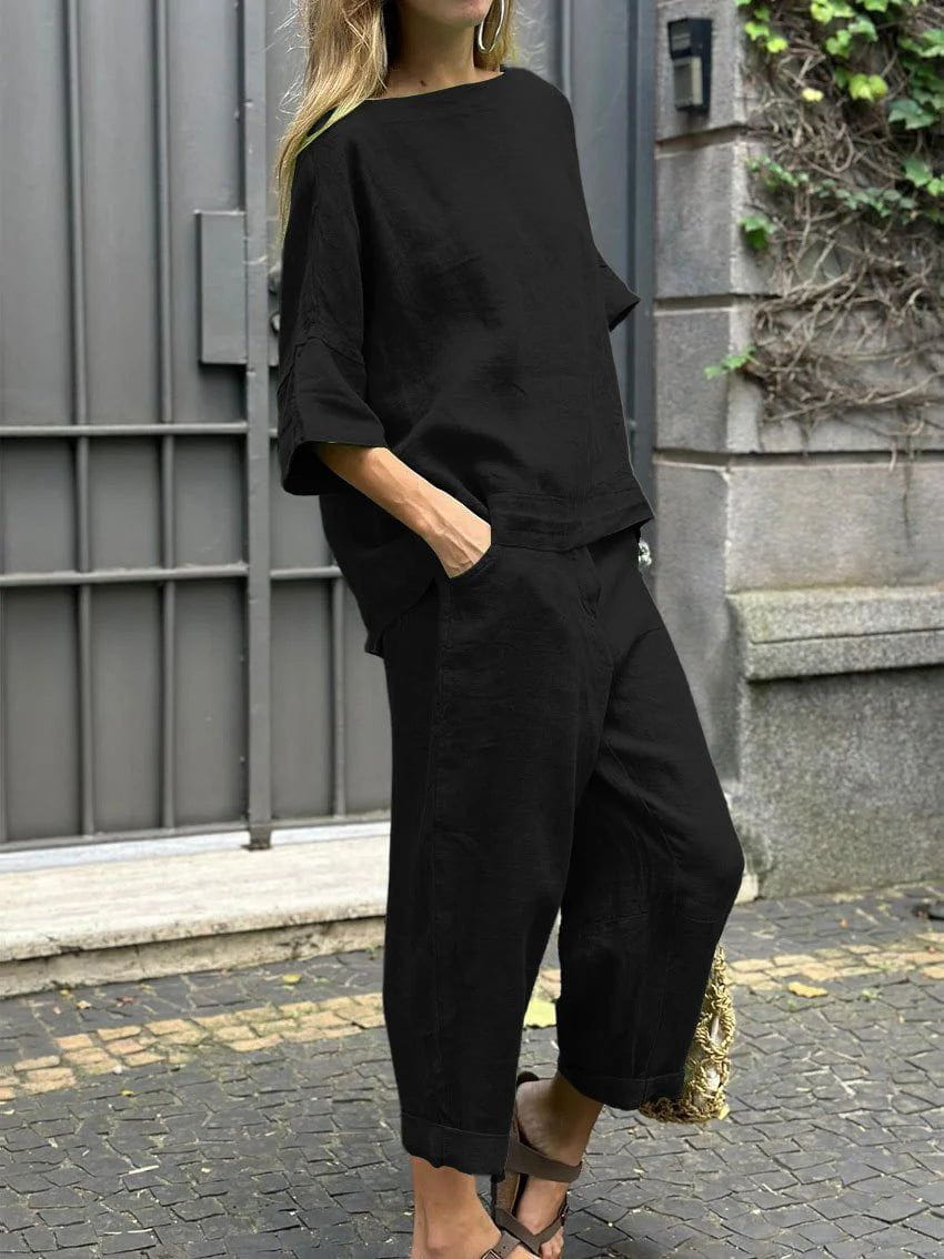 Lavinque outfit set Noir / S Ensemble Lin Oversize | Décontracté | Léger et Élégant