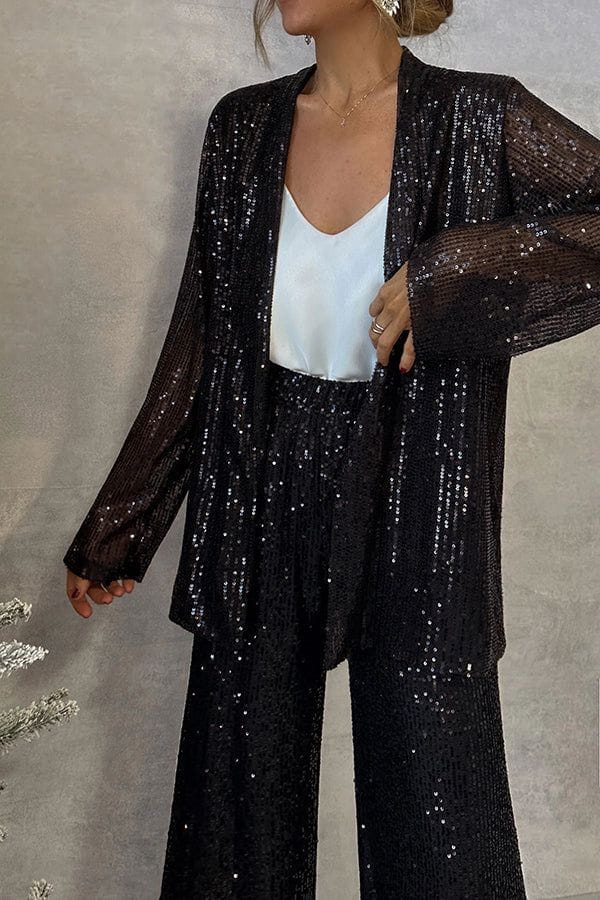 Lavinque outfit set Noir / S Ensemble Paillettes Blazer et Pantalon | Soirée | Élégance et Éclat