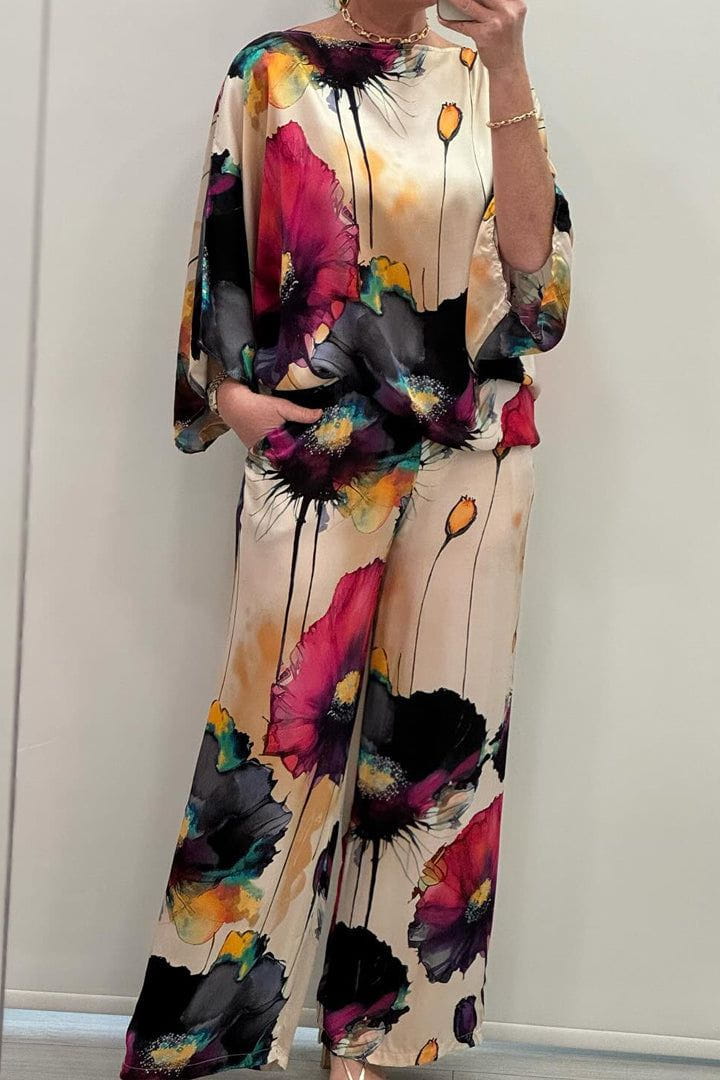 Lavinque outfit set Noir / S Ensemble Satin Imprimé | Multicolore | Élégance et Fluidité