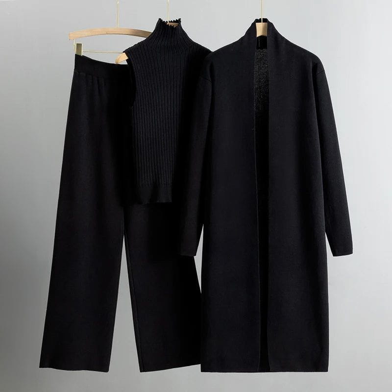 Lavinque outfit set Noir / S Ensemble Tricot 3 Pièces | Élégance Minimaliste | Confort &  Style