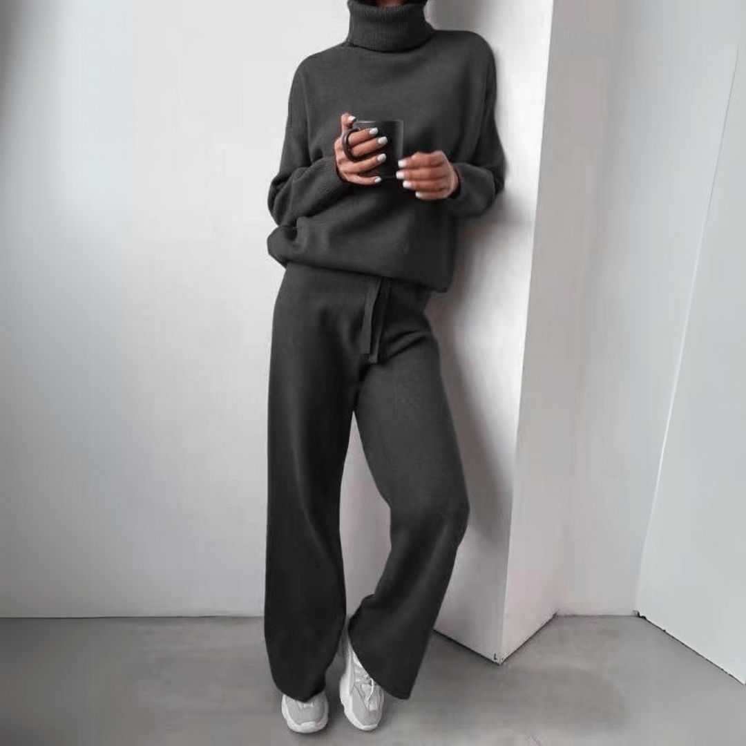 Lavinque outfit set Noir / S Ensemble Tricoté à Col Roulé | Élégance Décontractée | Doux & Confortable
