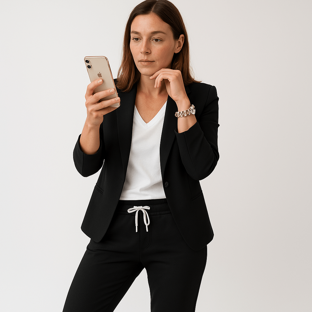Lavinque Outfit set Noir / S Tailleur Pied-de-Poule Gris | Confort Moderne | Look Business Casual