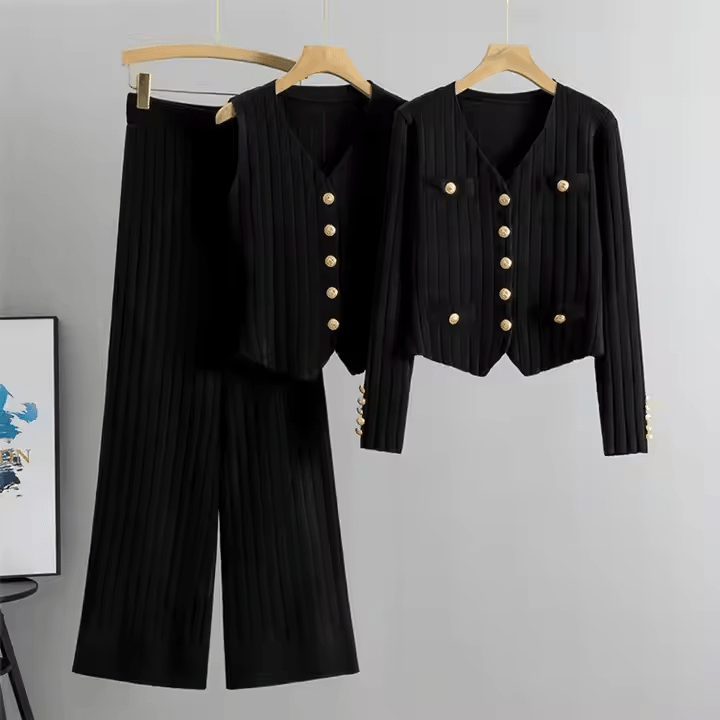 Lavinque outfit set Noir / Taille Unique Ensemble Tricot Élégant | 3 Pièces | Chic & Confortable