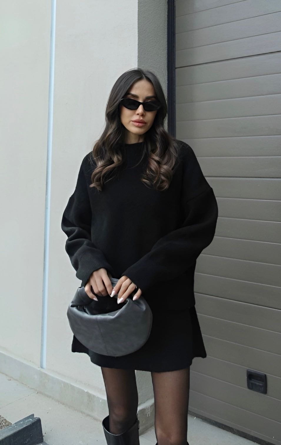Lavinque Outfit set Noir / XS Ensemble Pull & Jupe | Bordeaux Profond | Look Automnal Chic