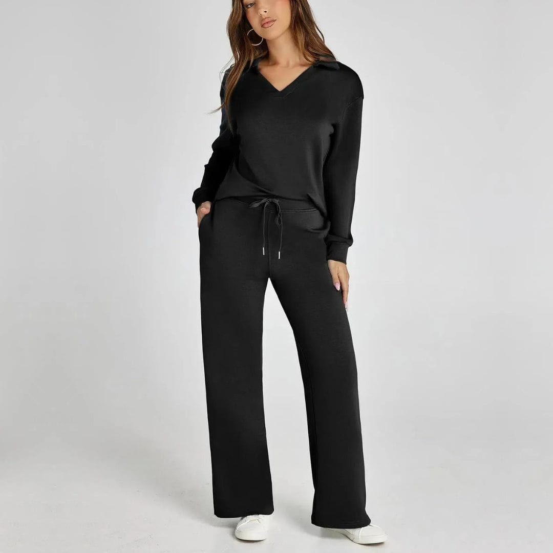 Lavinque outfit set Noir / XS Ensemble Pull & Pantalon Large | Confort & Élégance | Look Décontracté