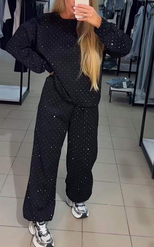Lavinque outfit set Noir / XS Ensemble Sweat et Pantalon | Confort & Paillettes | Look Streetwear