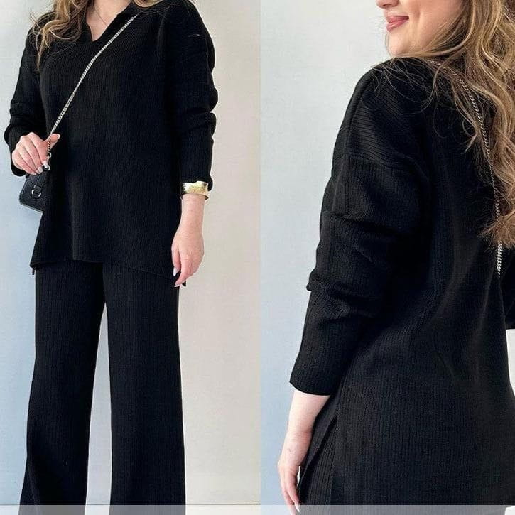 Lavinque outfit set Noir / XS Ensemble Tricot | Pull Oversize & Pantalon Large | Élégance et Confort