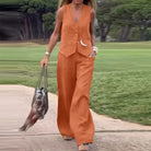 Lavinque outfit set Orange / S Ensemble Gilet et Pantalon Large | Lin | Élégant et Aéré