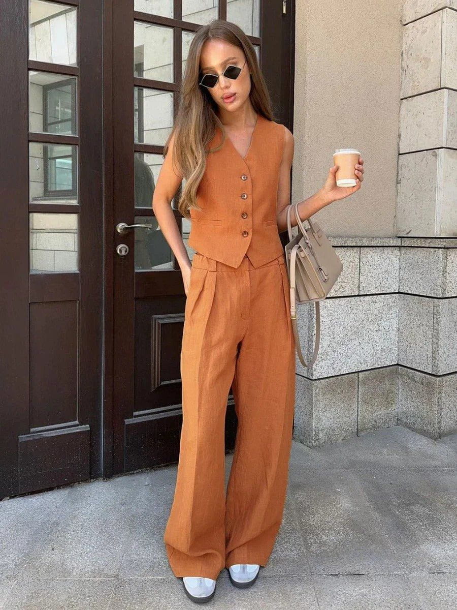 Lavinque outfit set Orange / S Ensemble Lin | Élégance Naturelle | Confort Estival