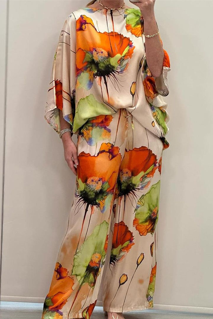 Lavinque outfit set Orange / S Ensemble Satin Imprimé | Multicolore | Élégance et Fluidité