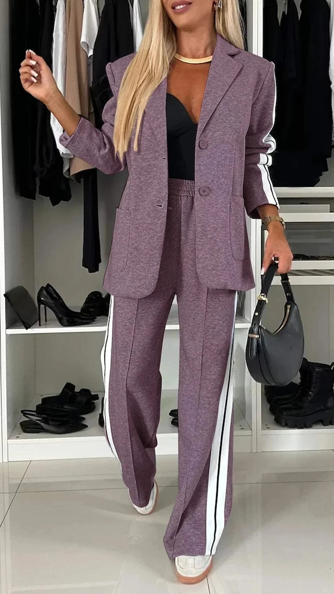 Lavinque outfit set Pourpre / S Ensemble Blazer et Pantalon Sport Chic | Tendance | Élégance et Confort