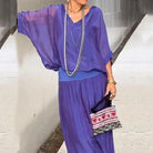 Lavinque outfit set Pourpre / S Ensemble fluide blouse et pantalon | Ensemble | Élégance et confort sophistiqué