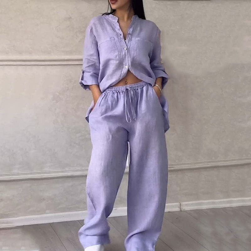 Lavinque outfit set Pourpre / S Ensemble Lin Chemise et Pantalon | Minimaliste | Léger et Élégant