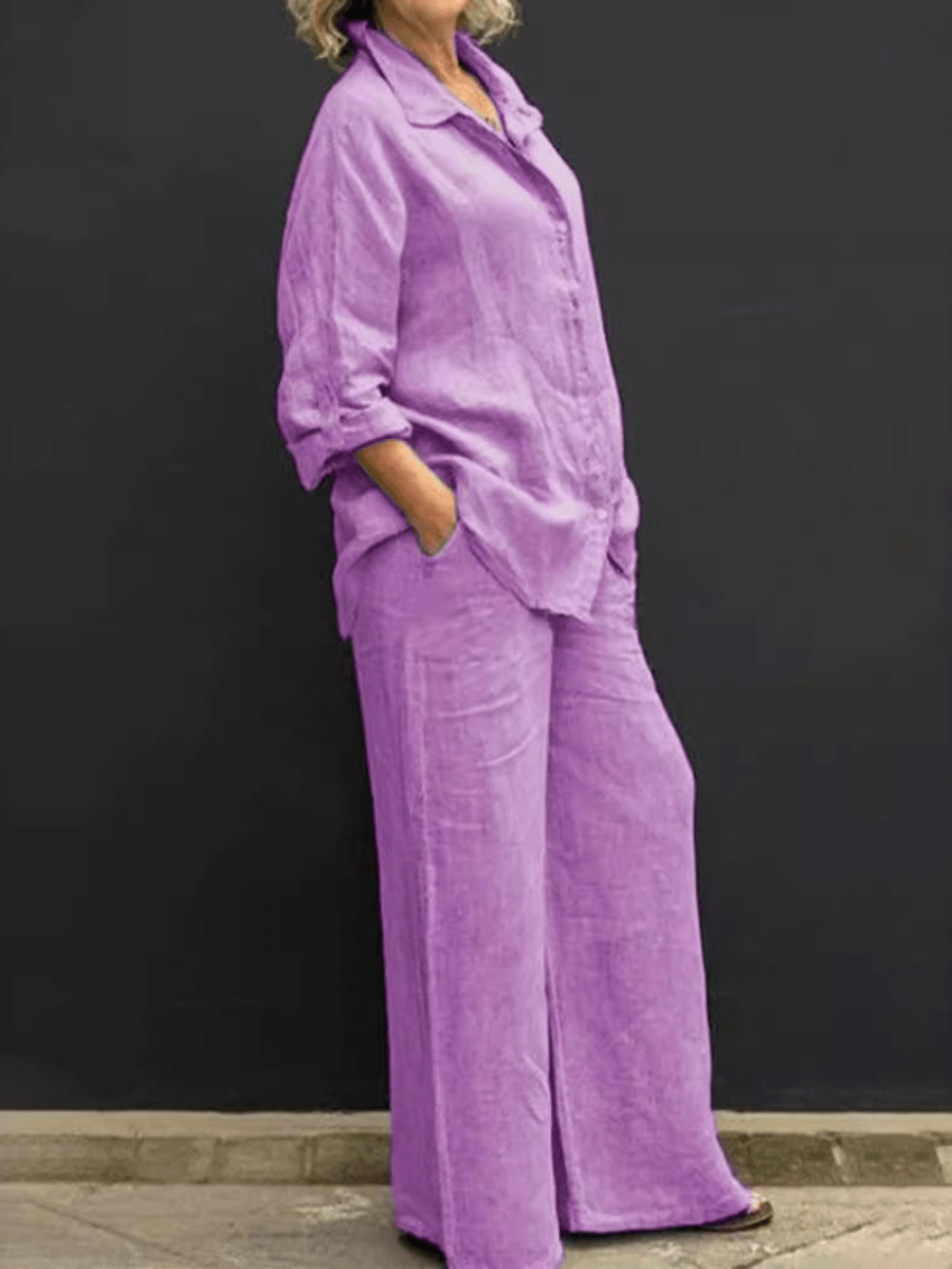Lavinque outfit set Pourpre / S Ensemble Lin Décontracté | Vert | Léger et Élégant