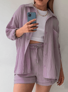 Lavinque outfit set Pourpre / S Ensemble Short & Chemise | Beige | Décontracté et Tendance