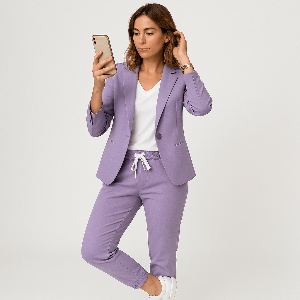 Lavinque Outfit set Pourpre / S Tailleur Décontracté Bleu | Chic et Confort | Veste & Pantalon Coordonnés