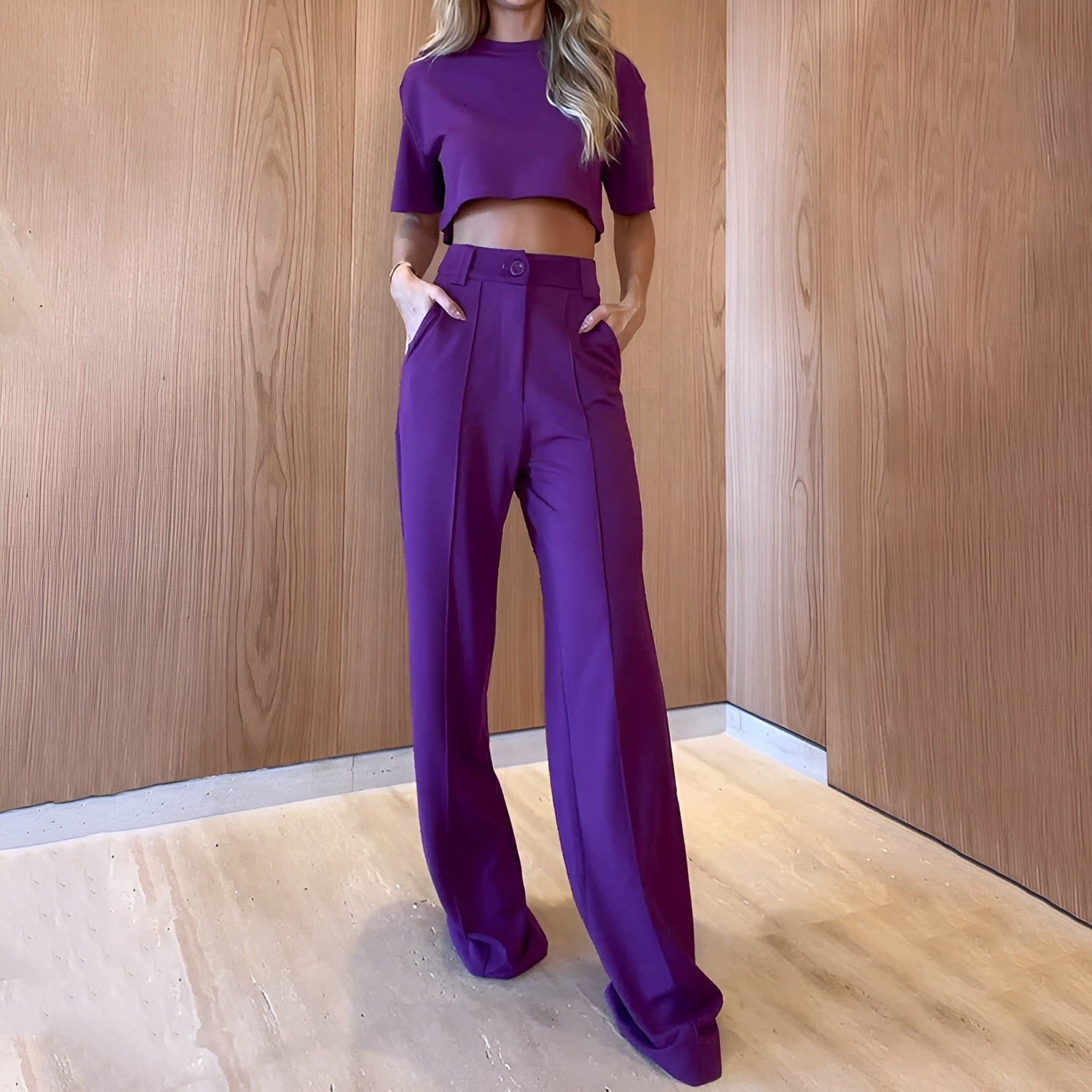 Lavinque Outfit set Pourpre / XS Ensemble Tailleur Femme | Blanc Cassé | Chic et Élancé