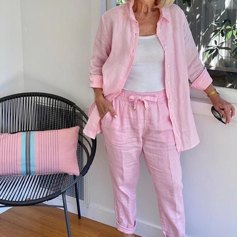 Lavinque outfit set Rose / M Ensemble en Lin | Confortable | Élégant et Décontracté