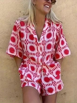 Lavinque outfit set Rose / S Ensemble Court | Coton Imprimé | Audacieux et Estival