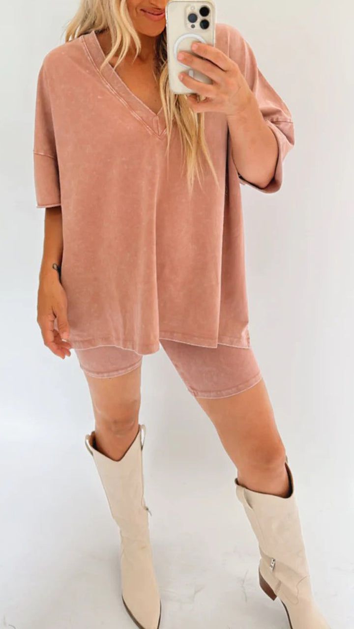 Lavinque outfit set Rose / XS Ensemble Décontracté Effet Délavé | Urbain | Confortable et Tendance