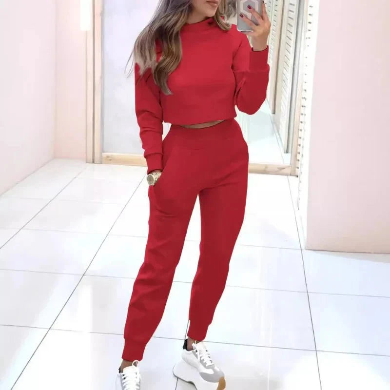 Lavinque outfit set Rouge / S Ensemble Crop Sweat & Jogging | Sporty & Tendance | Confort Absolu