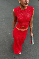 Lavinque outfit set Rouge / S Ensemble Jupe et Haut en Dentelle | Élégance | Féminin et Raffiné
