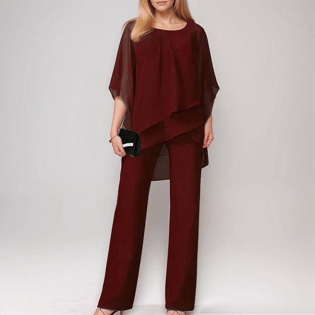 Lavinque outfit set Rouge / S Ensemble Pantalon et Blouse | Chic et Élégant | Fluide et Sophistiqué