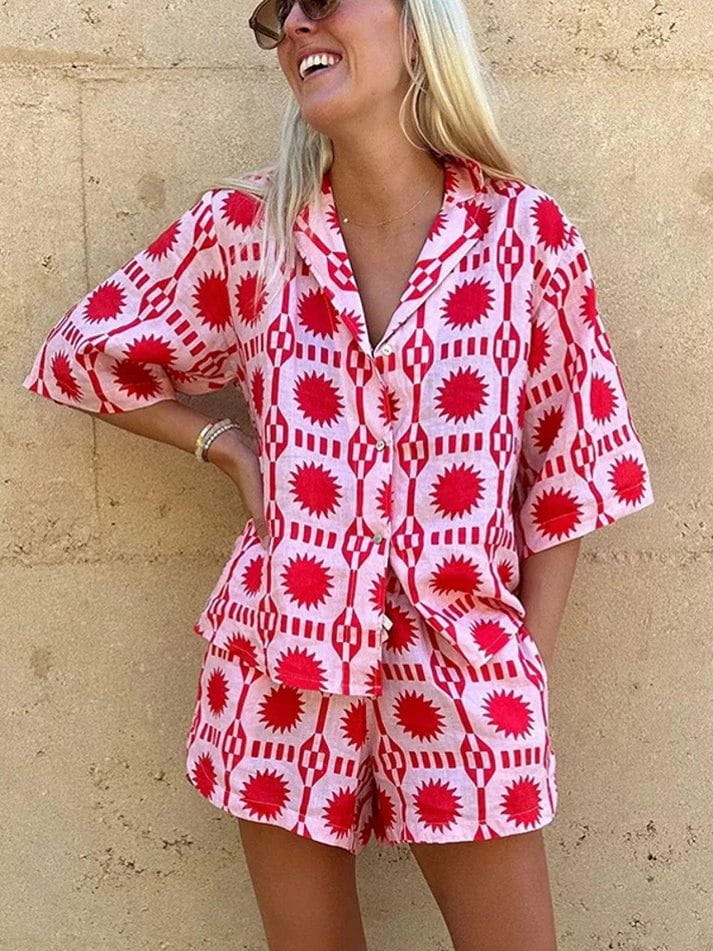 Lavinque outfit set Rouge / S Ensemble Short et Chemise | Rouge et Blanc | Tendance et Estival