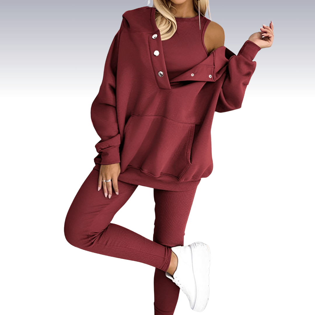 Lavinque outfit set Rouge / S Ensemble Survêtement Épaules Dénudées | Confortable et Tendance