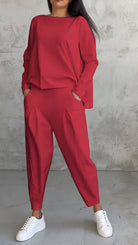 Lavinque outfit set Rouge / XS Ensemble Jogging | Confort et Minimalisme | Look Casual Chic