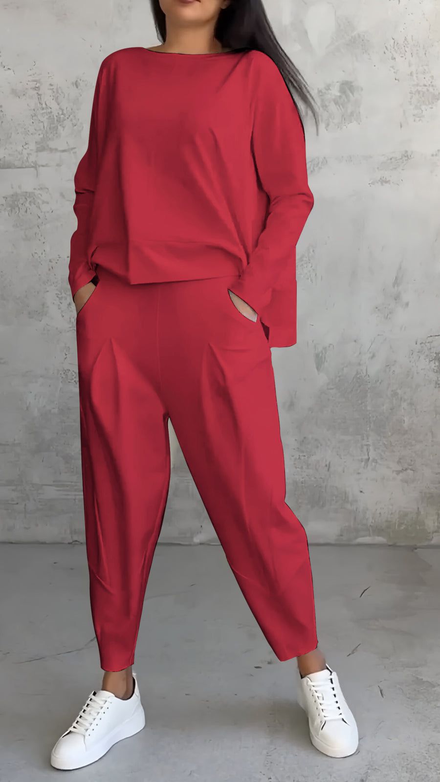 Lavinque outfit set Rouge / XS Ensemble Jogging | Confort et Minimalisme | Look Casual Chic