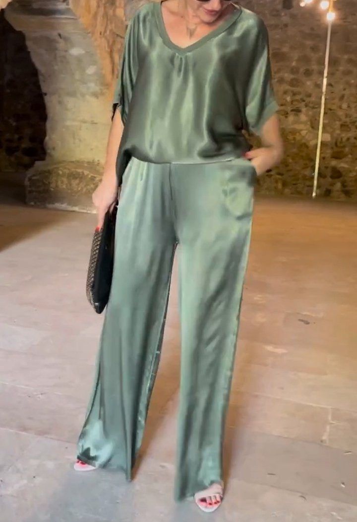 Lavinque outfit set Vert clair / S Ensemble Femme | Fluide | Élégant et Confortable