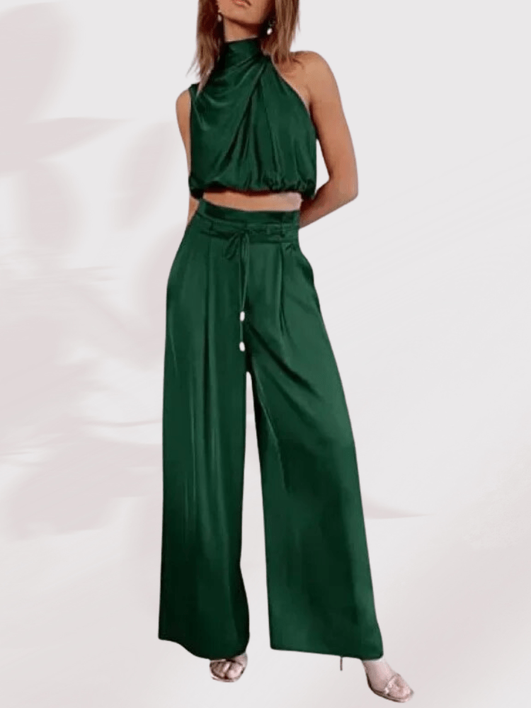 Lavinque Outfit set Vert foncé / S Ensemble Top & Pantalon Élégant | Fluide & Sans Manches | Chic et Moderne