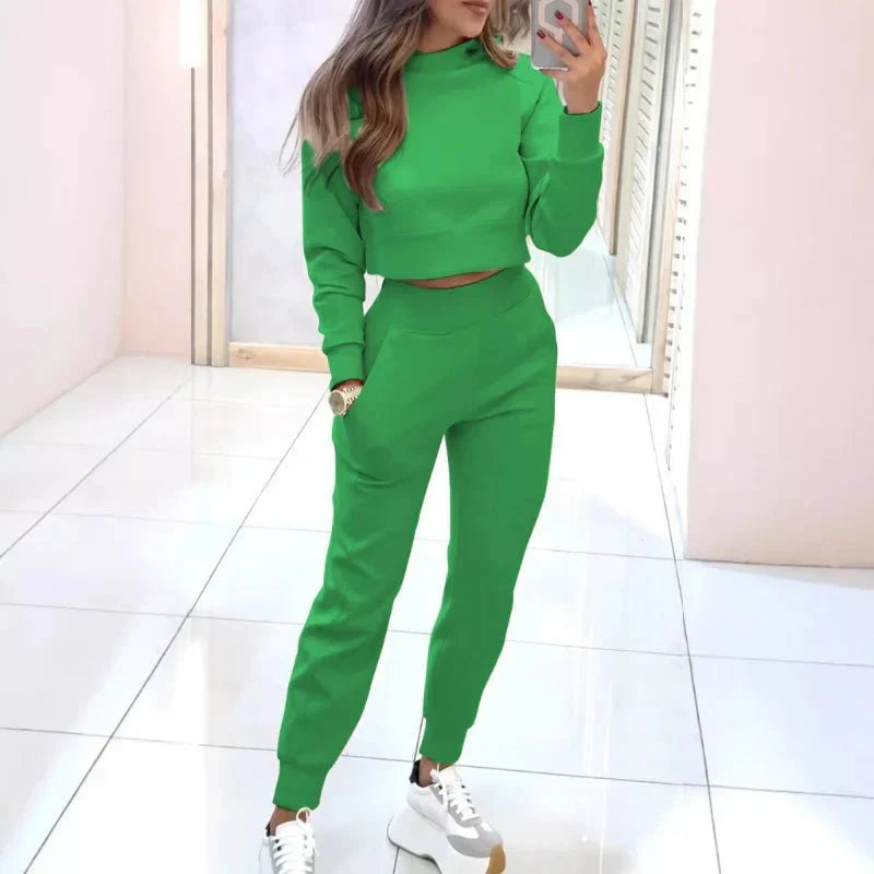 Lavinque outfit set Vert / S Ensemble Crop Sweat & Jogging | Sporty & Tendance | Confort Absolu
