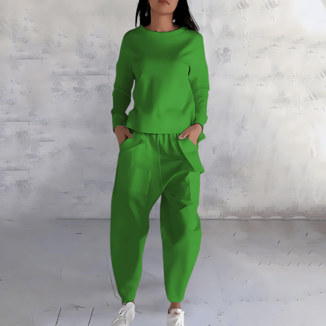 Lavinque Outfit set Vert / S Ensemble Décontracté en Coton | Blanc | Minimaliste et Confort Absolu