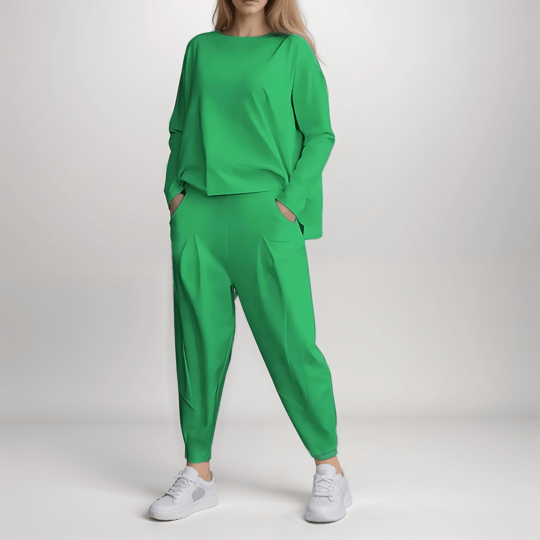Lavinque Outfit set Vert / S Ensemble Décontracté en Tissu Fluide | Noir | Élégant et Minimaliste