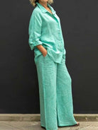 Lavinque outfit set Vert / S Ensemble Lin Décontracté | Vert | Léger et Élégant
