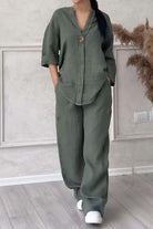 Lavinque outfit set Vert / S Ensemble Lin Deux Pièces | Élégance Décontractée | Léger & Respirant
