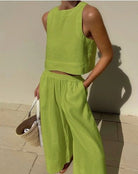 Lavinque outfit set Vert / S Ensemble Lin Deux Pièces | Élégance Minimaliste | Léger & Respirant