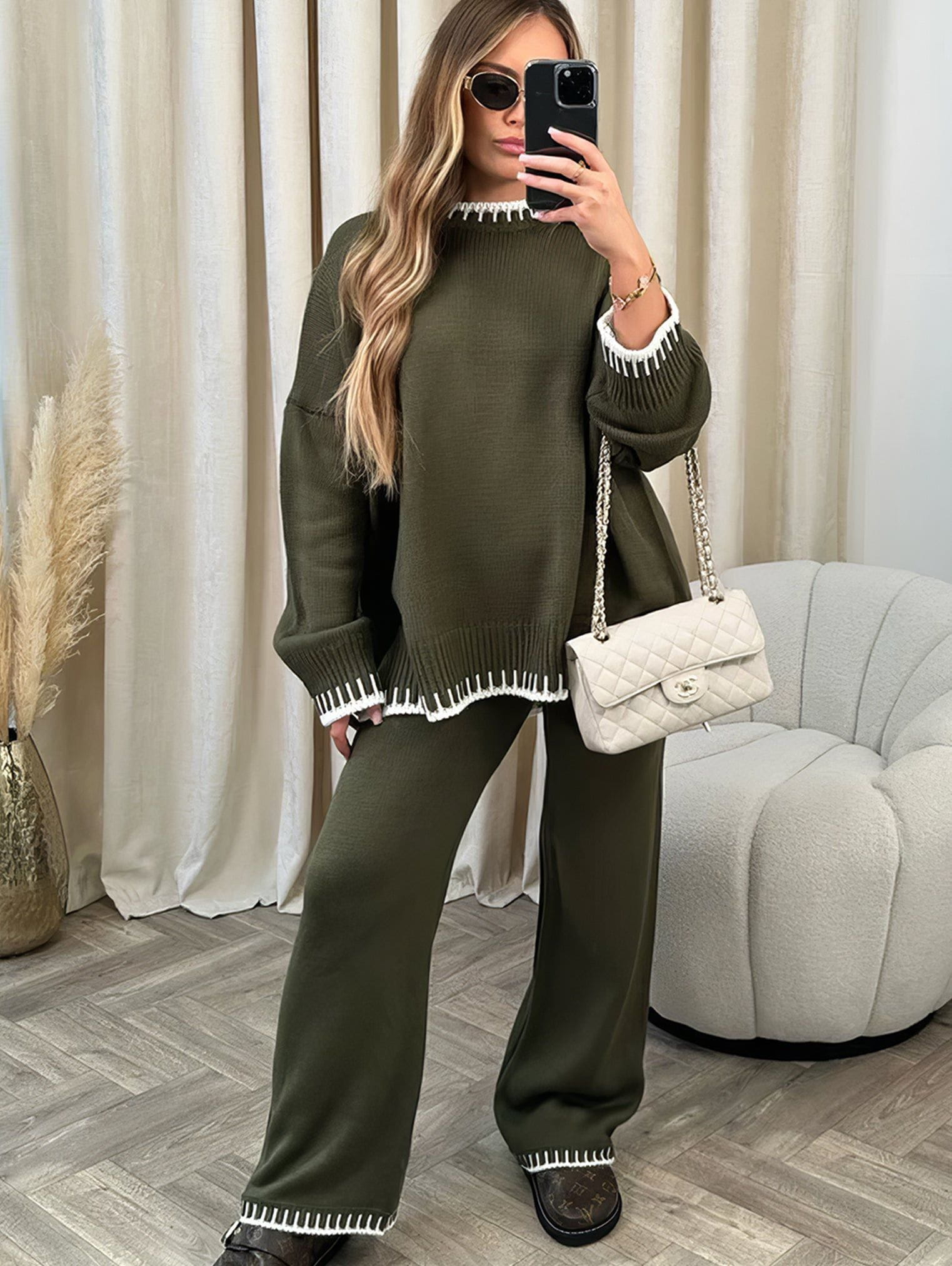 Lavinque outfit set Vert / S Ensemble Lounge en Maille | Douceur & Confort | Look Cocooning