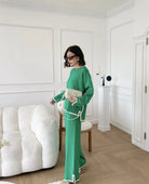 Lavinque outfit set Vert / S Ensemble Pull et Pantalon Écru | Élégant | Confort et Minimalisme