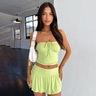 Lavinque outfit set Vert / S Ensemble Top et Jupe Courte | Dos Nu | Chic et Féminin