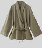 Lavinque Outfit set Vert / XS Ensemble Pantalon & Veste Ceinturée | Taupe Élégant | Fluide et Sophistiqué