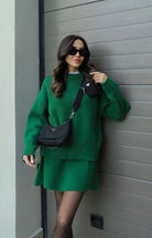 Lavinque Outfit set Vert / XS Ensemble Pull & Jupe | Bordeaux Profond | Look Automnal Chic