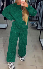 Lavinque outfit set Vert / XS Ensemble Sweat et Pantalon | Confort & Paillettes | Look Streetwear