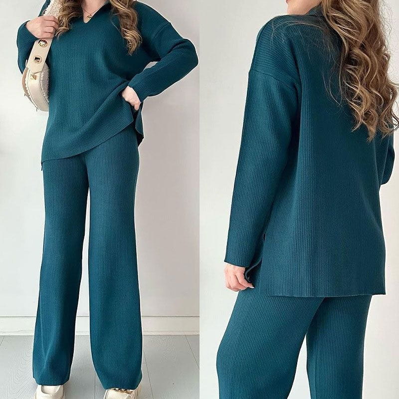Lavinque outfit set Vert / XS Ensemble Tricot | Pull Oversize & Pantalon Large | Élégance et Confort