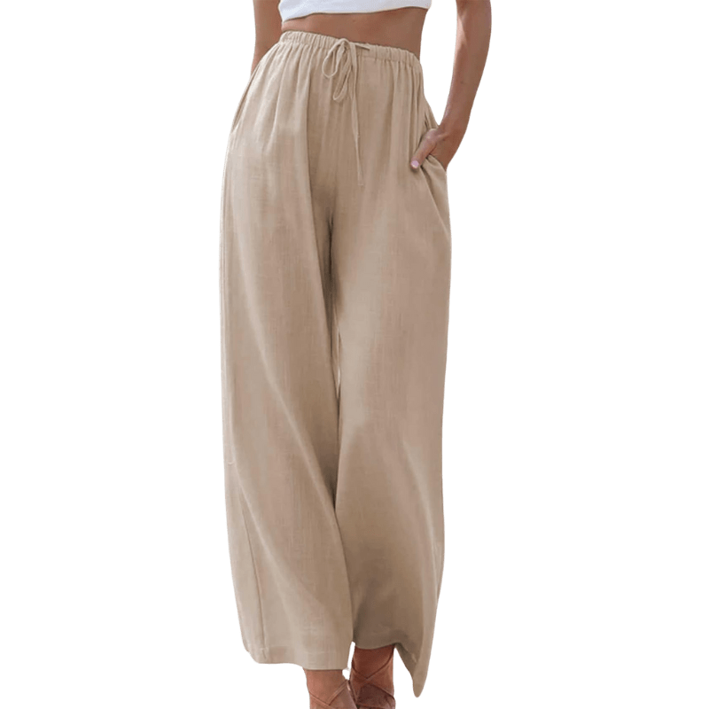 Lavinque Pants Beige / S Pantalon Large en Lin | Taille Élastique | Léger et Confortable