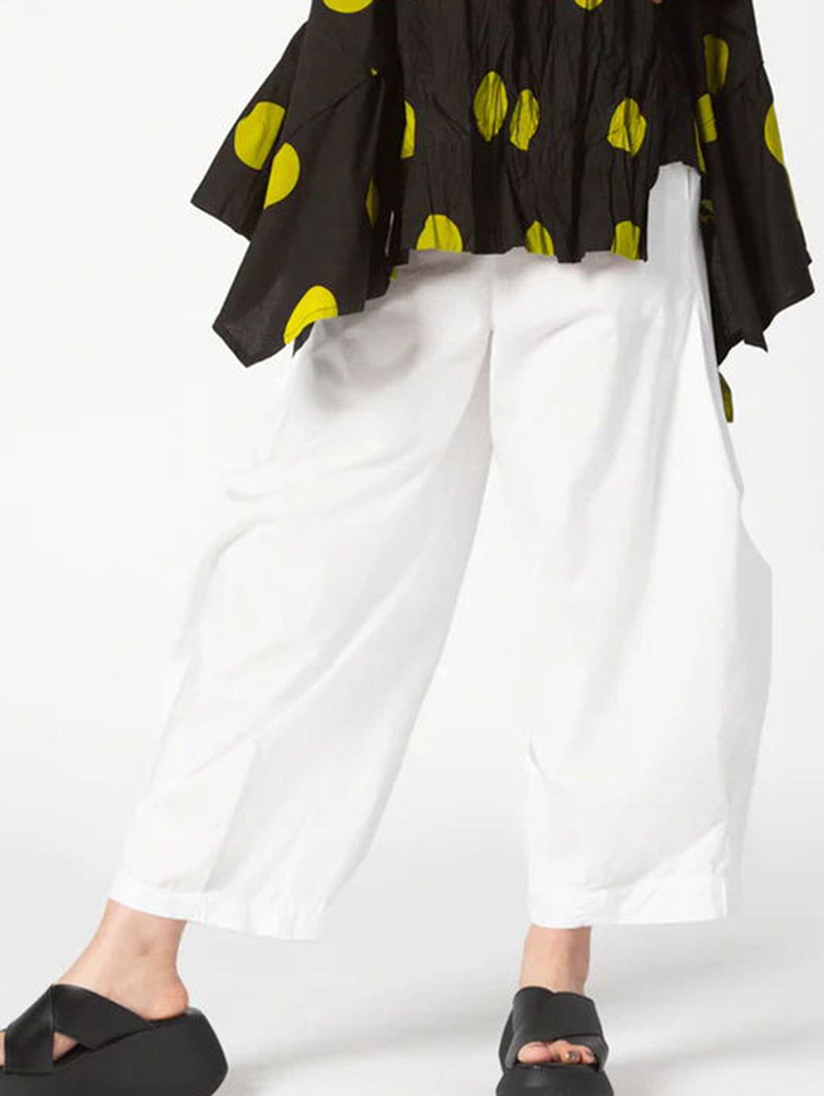 Lavinque Pants Blanc / M Pantalon Large en Coton | Léger & Confortable | Style Décontracté