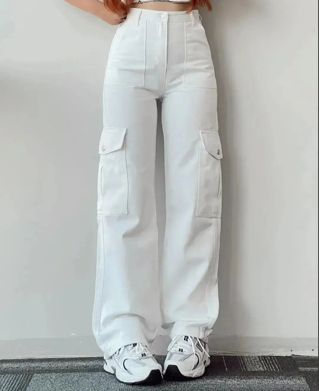 Lavinque Pants Blanc / S Pantalon Cargo Taille Haute | Confort | Tendance et Polyvalent