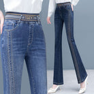Lavinque Pants Bleu clair / S Jean Évasé | Bleu Denim | Taille Haute avec Détails Brillants